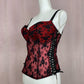 Vintage Red & Black Mesh Lace Corset Top