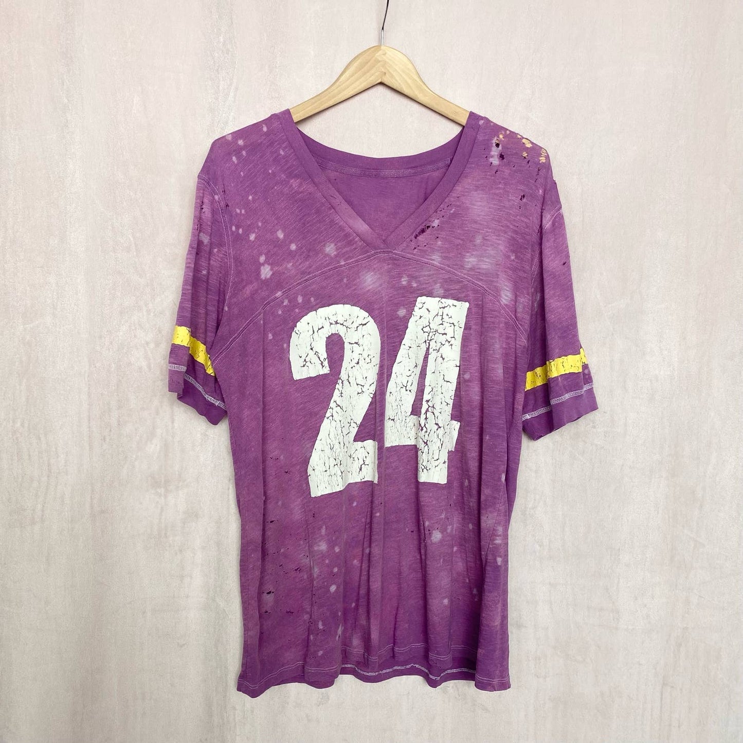 Upcycled Vintage Vikings Distressed Jersey Tee, Size Large