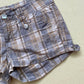 Y2K Fragile Plaid Floral Low Rise Shorts, Size 7