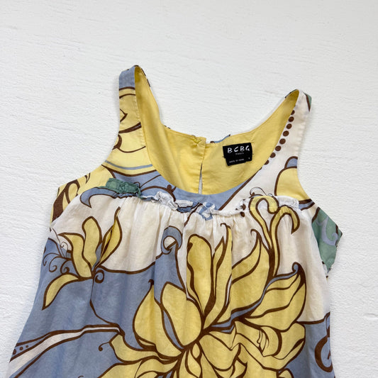 Secondhand BCBG Paris Yellow Floral Cotton Mini Dress, Size 4