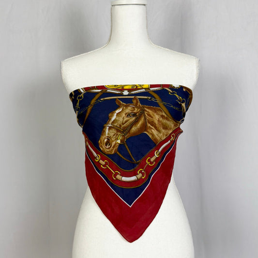 Vintage Liz Sinclair Equestrian Horse Square Scarf