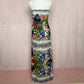 Secondhand Black Bead Tropical Snake Print Strapless Maxi Dress, Size Small