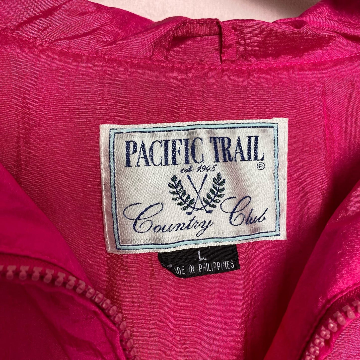 Vintage Pacific Trail Pink Zip Up Windbreaker Jacket, Size Large