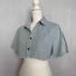 Upcycled Goodfellow & Co Cropped Linen Cotton Button Up Shirt, Size Small