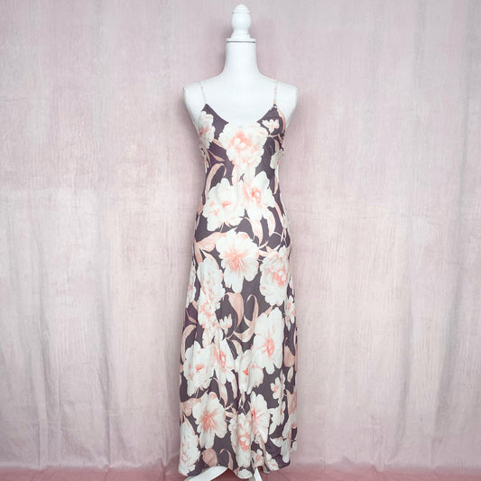 Secondhand Tropical Floral Open Back Maxi Dress, Size XS