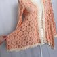 Secondhand Peach Love Floral Lace Open Front Cardigan, Size Small