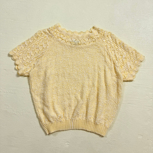 Vintage Haband Yellow Short Sleeve Sweater, Size Large