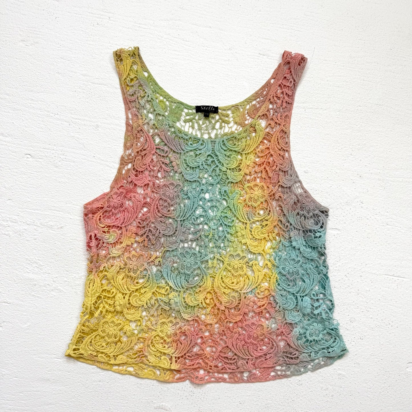 Secondhand Stella Rainbow Crochet Cotton Tank Top, Size Small