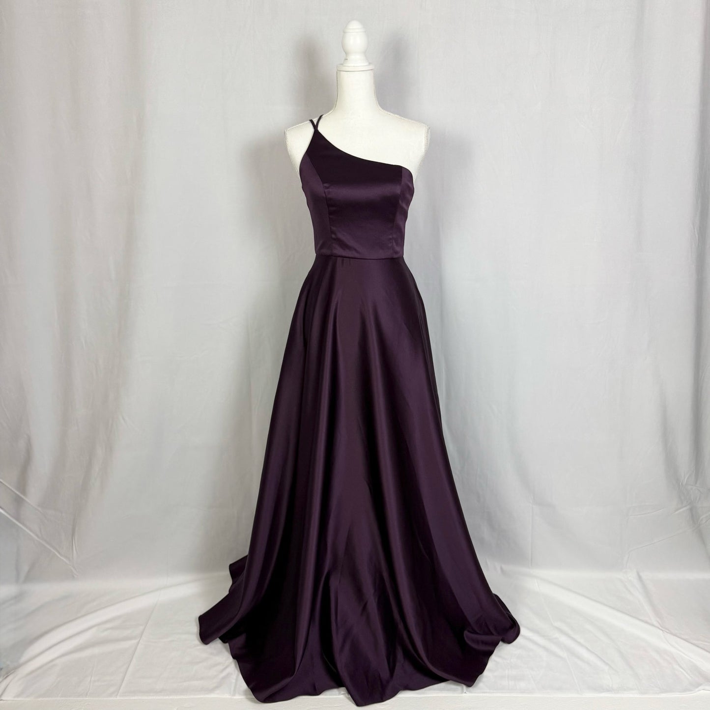Secondhand David's Bridal One Shoulder Purple Satin Bridesmaid Dress, Size 2