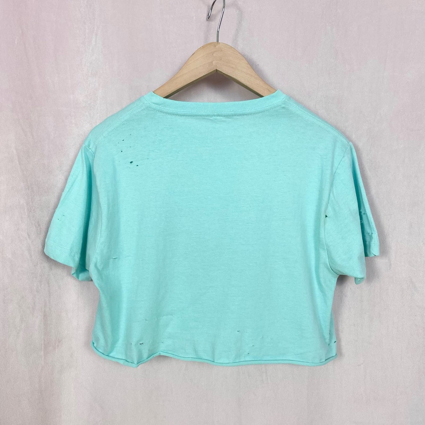 Upcycled Ojai CA Camp Harmony Distressed Crop Tee