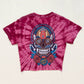 Upcycled Y2K Santa Cruz Skateboards Skull Tie Dye Distressed Crop Tee, Size S/M