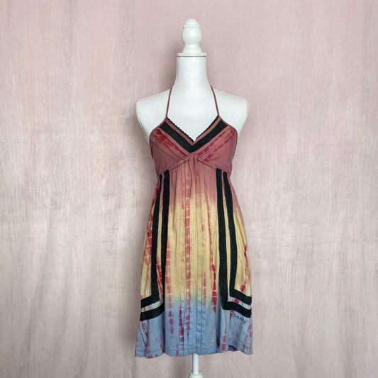 Upcycled Billabong Summer Tie Dye Mini Dress, Size Medium