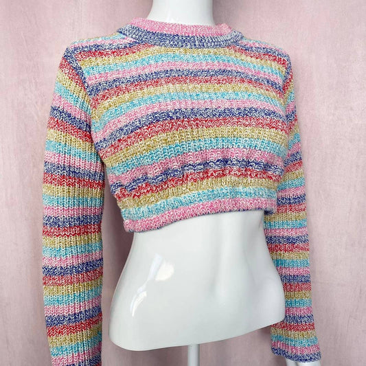 Reworked Philosophy Stripe Knit Crop Sweater, Size Small