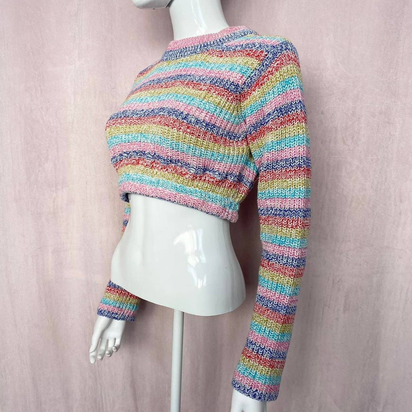 Reworked Philosophy Stripe Knit Crop Sweater, Size Small