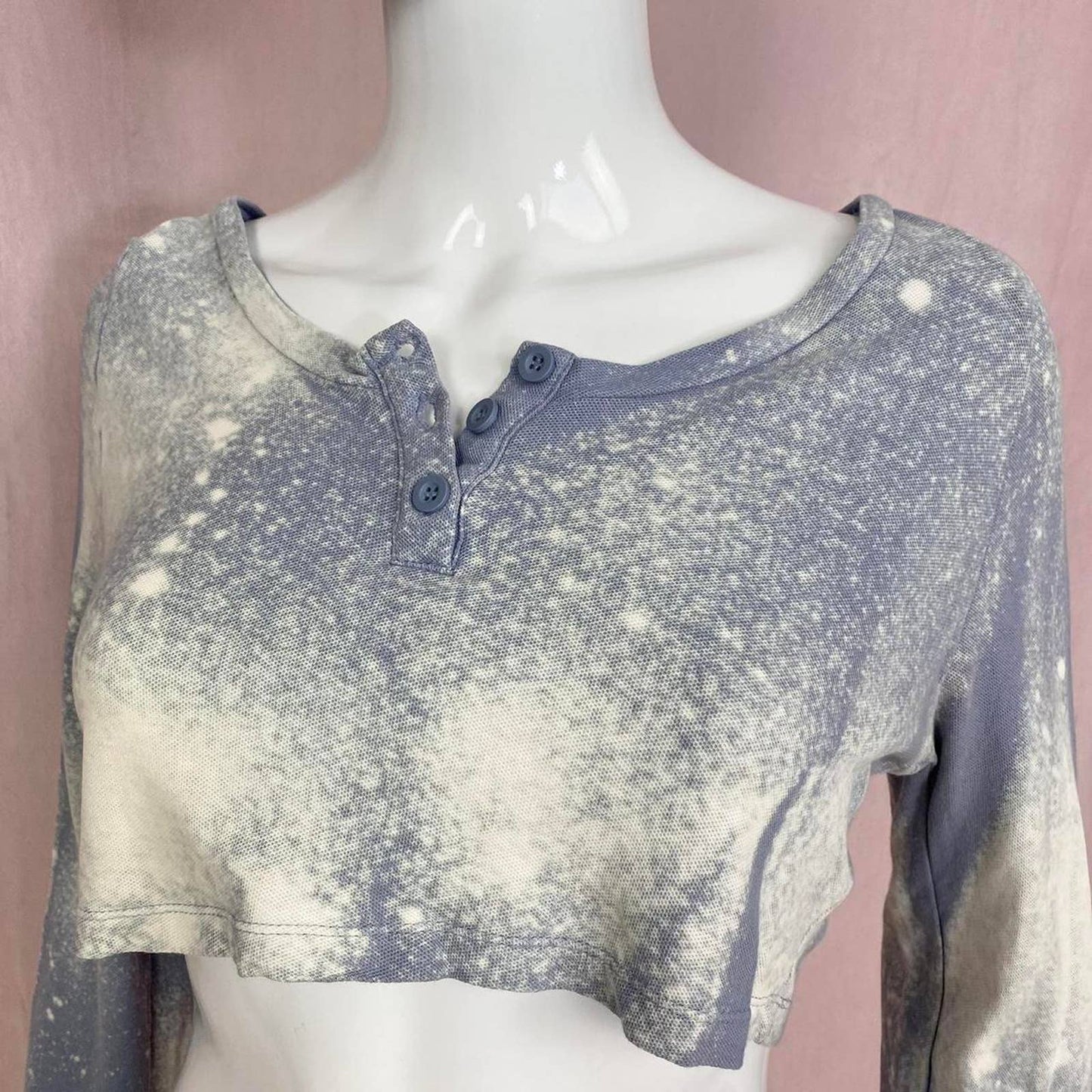 Upcycled Gymshark Acid Wash Crop Long Sleeve, Size Medium