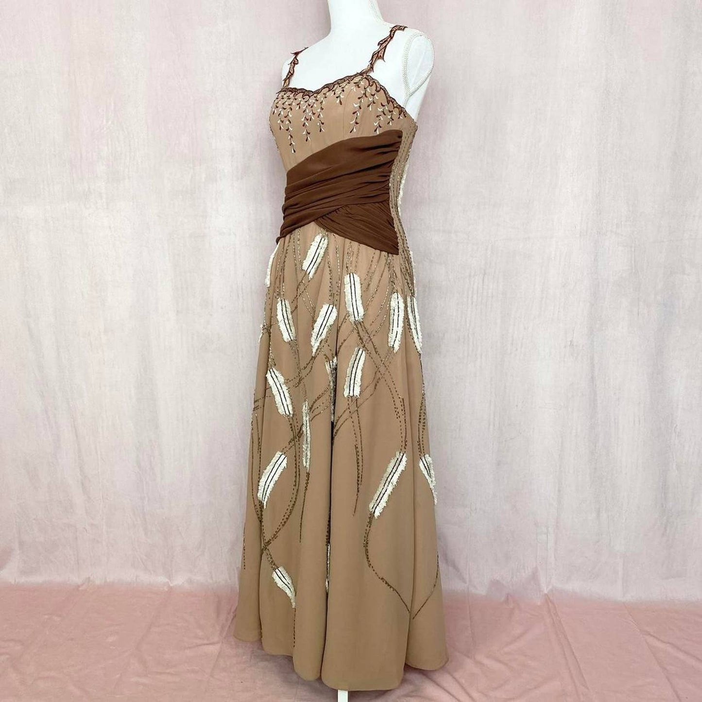 Vintage Le Monde Fashions Beaded Grunge Fairy Gown, Size 8
