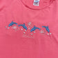Secondhand Maui Hawaii Dolphin Floral Embroidered Peach Tee, Size Large