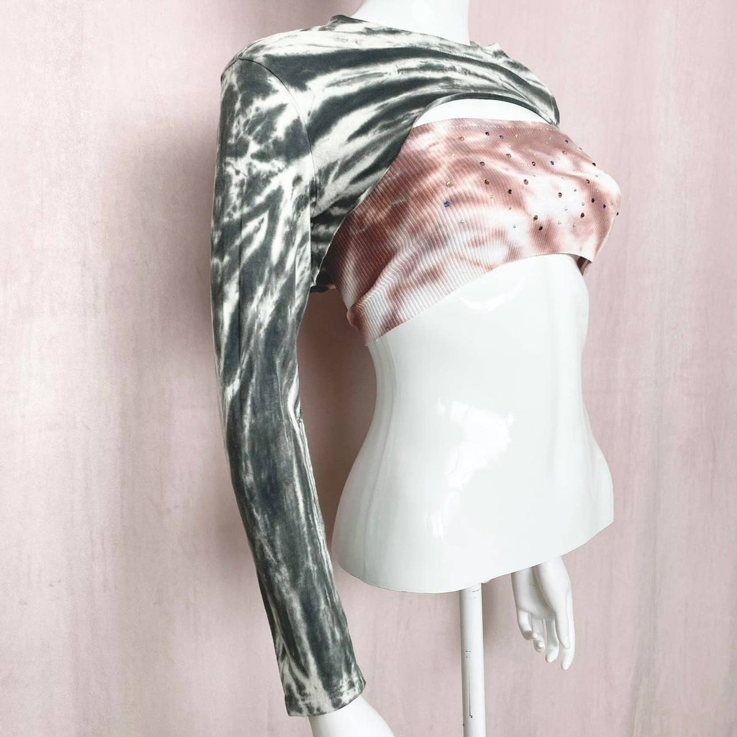Reworked Z by Zella Hollow Crop Tie Dye Long Sleeve, Size Small