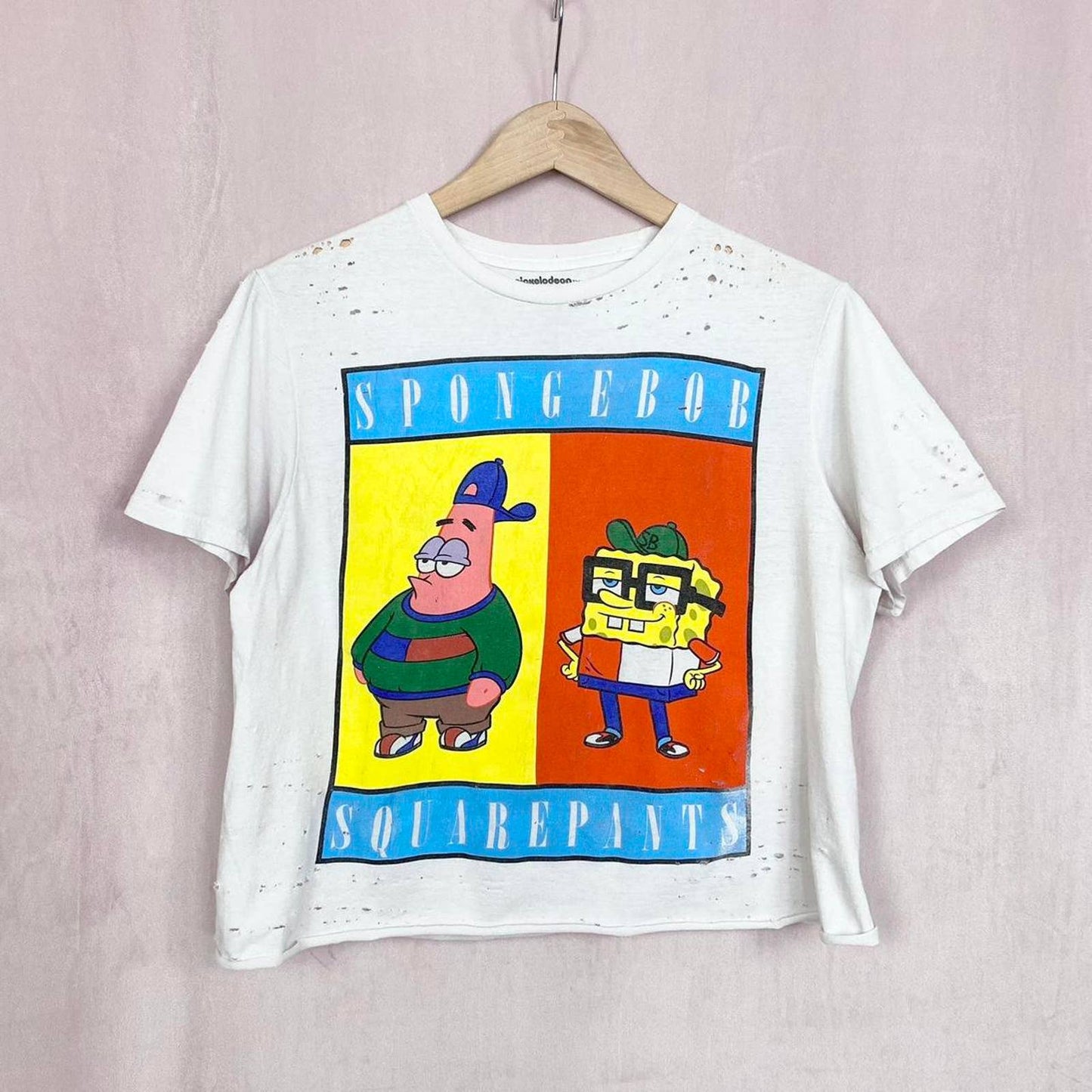 Reworked SpongeBob Squarepants Distressed Tee, Size Medium