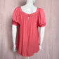 Secondhand Kori America Peach Puff Sleeve Flowy Top, Size Small