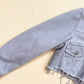 Reworked Frayed Crop Denim Jean Jacket