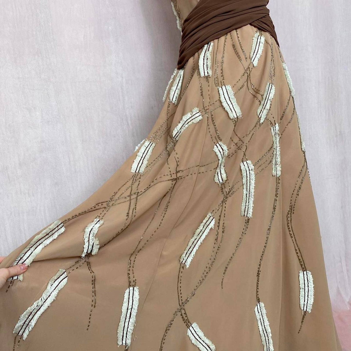 Vintage Le Monde Fashions Beaded Grunge Fairy Gown, Size 8