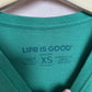 Reworked Life is Good Crop Winnie Crusher Tee, Size XS