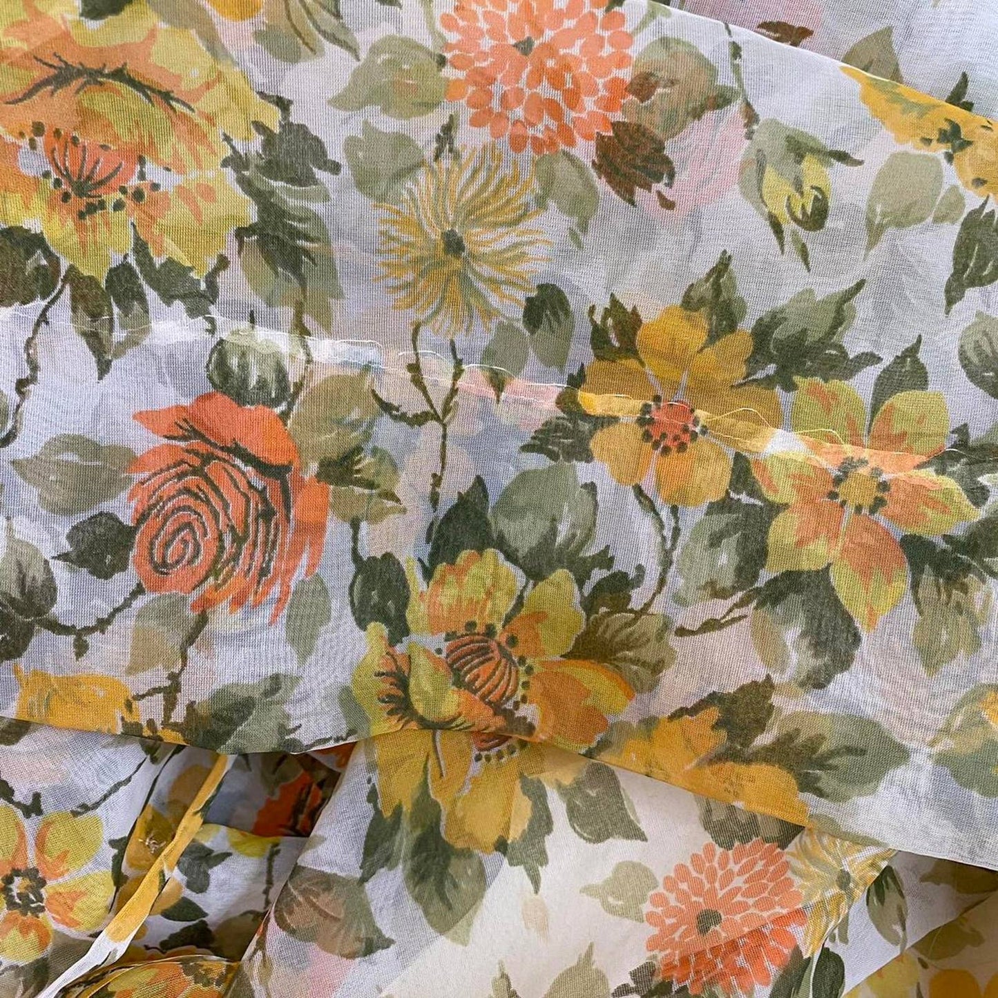 Vintage Floral Button Down See-Through Midi Dress