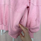 Upcycled Vintage Prestige Global Distressed Pink Crewneck, Size XL