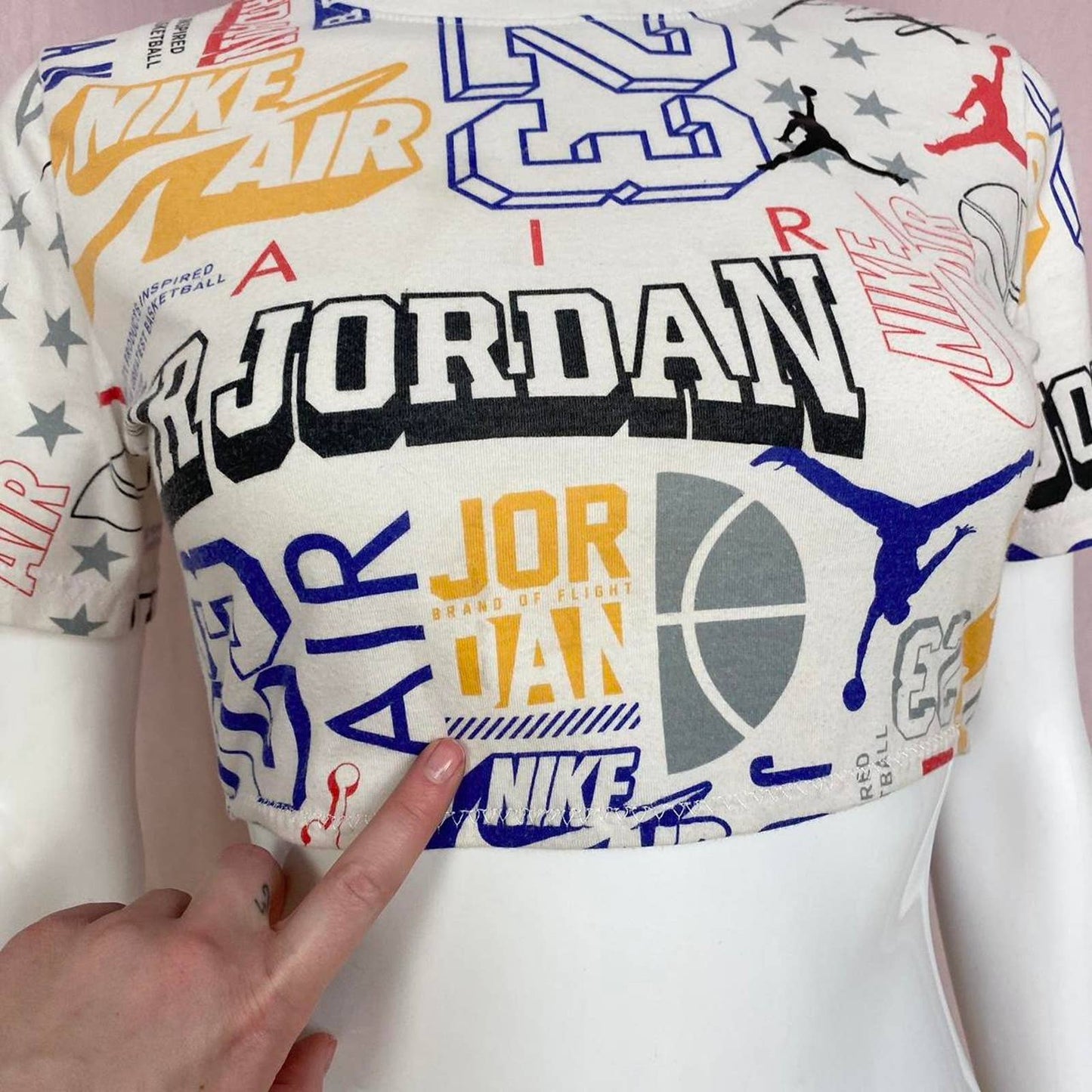 Upcycled Nike Jordan Crop Tee & Scrunchie Set, Size Small