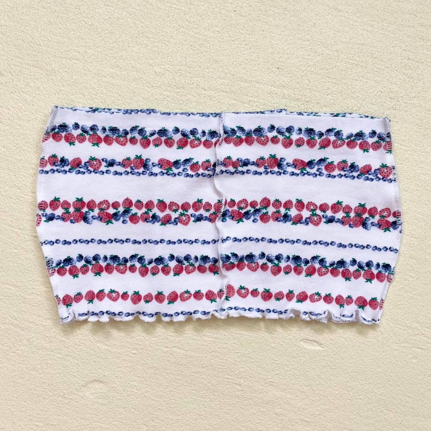 Scrap Fabric Strawberry Blueberry Crop Tube Top, Size Small