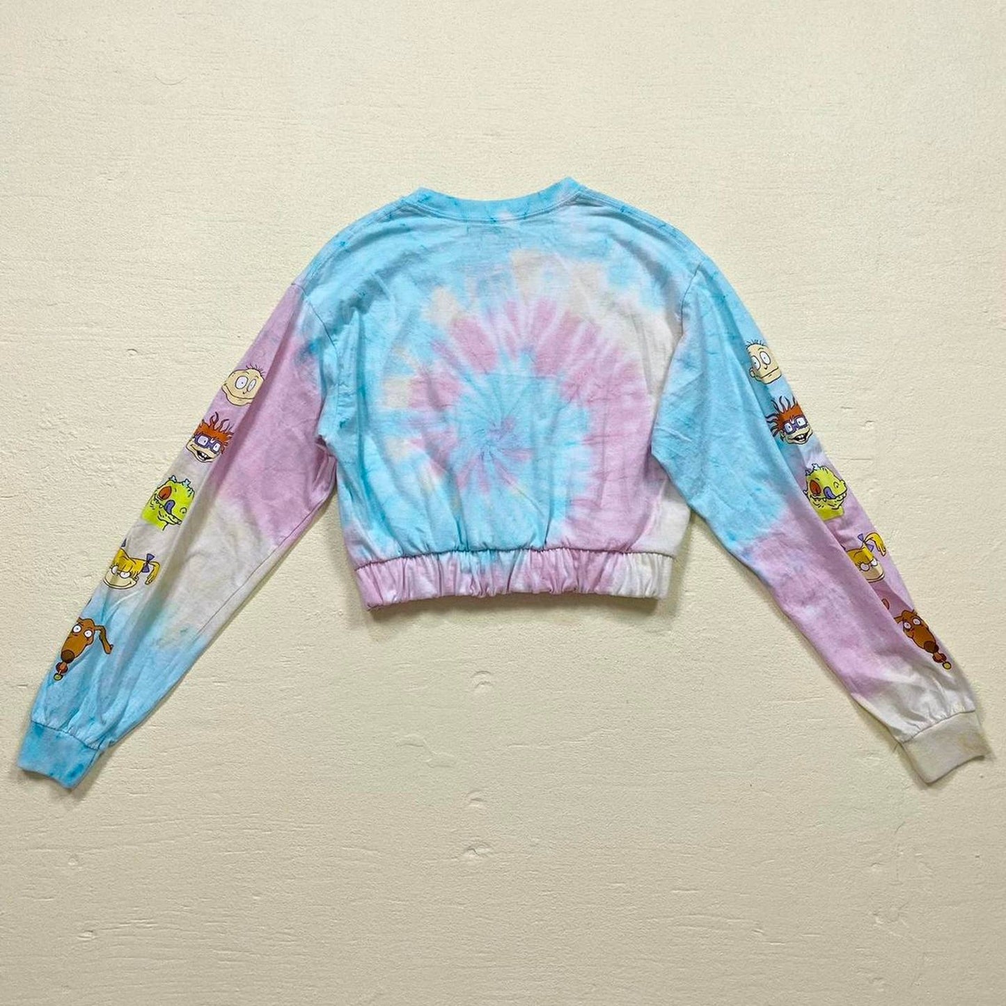 Upcycled Nickelodeon Rugrats Tie Dye Crop Long Sleeve, Size Small