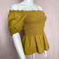 Secondhand Old Navy Mustard Smocked Puff Sleeve Top, Size Small