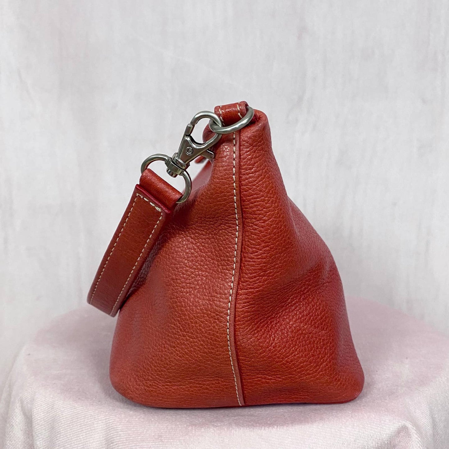 Vintage Tignanello Red-Orange Leather Shoulder Bag