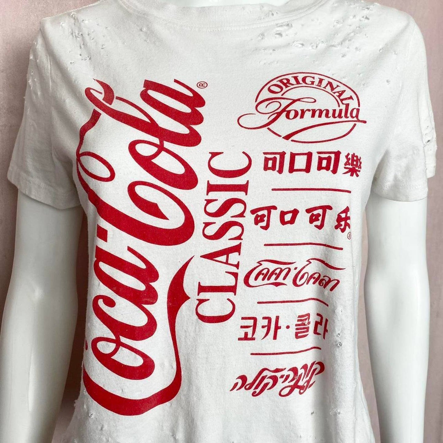 Reworked Coca Cola Distressed Tee, Size Small