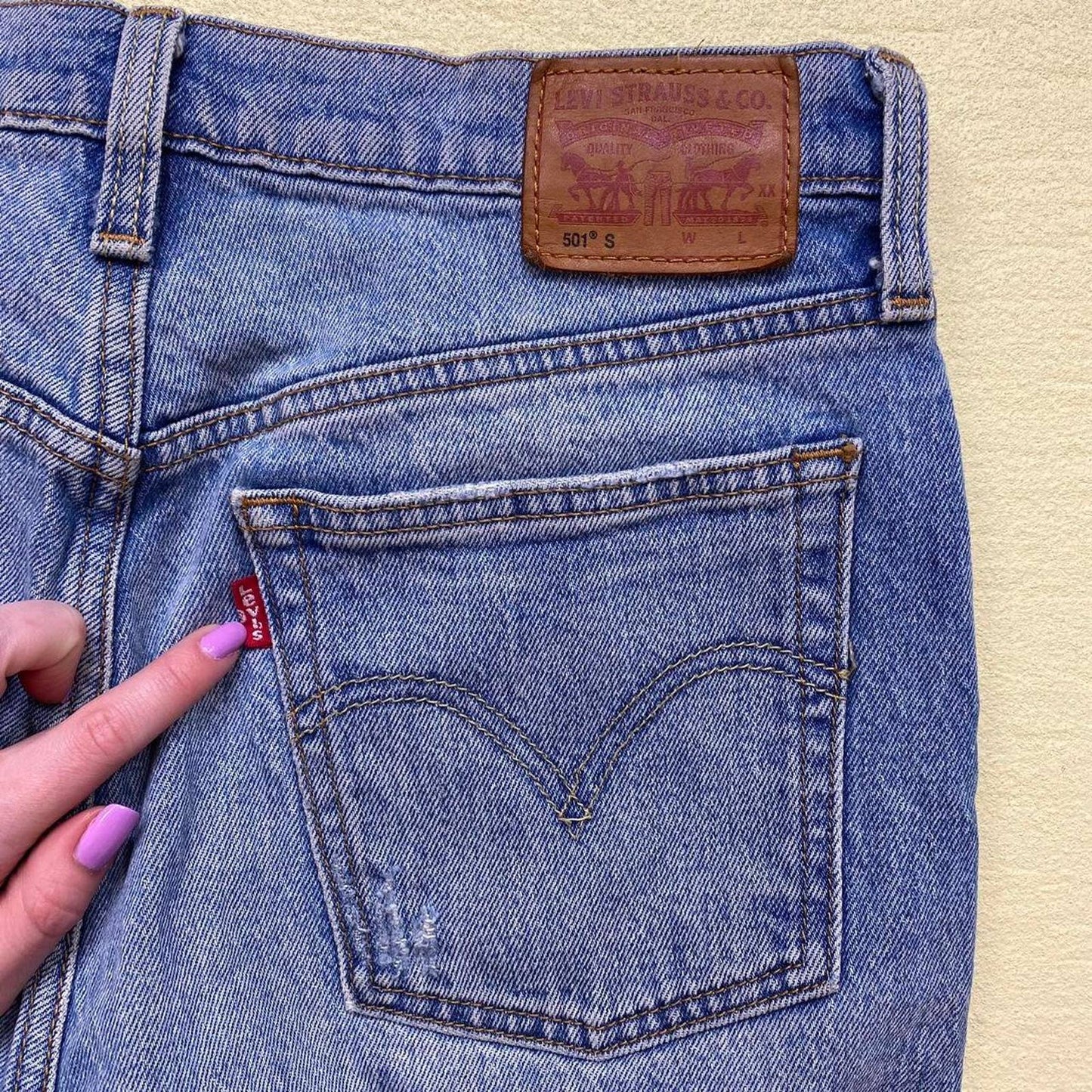 Secondhand Levi’s 501 S Skinny Distressed Denim Jeans, Size W28 L30
