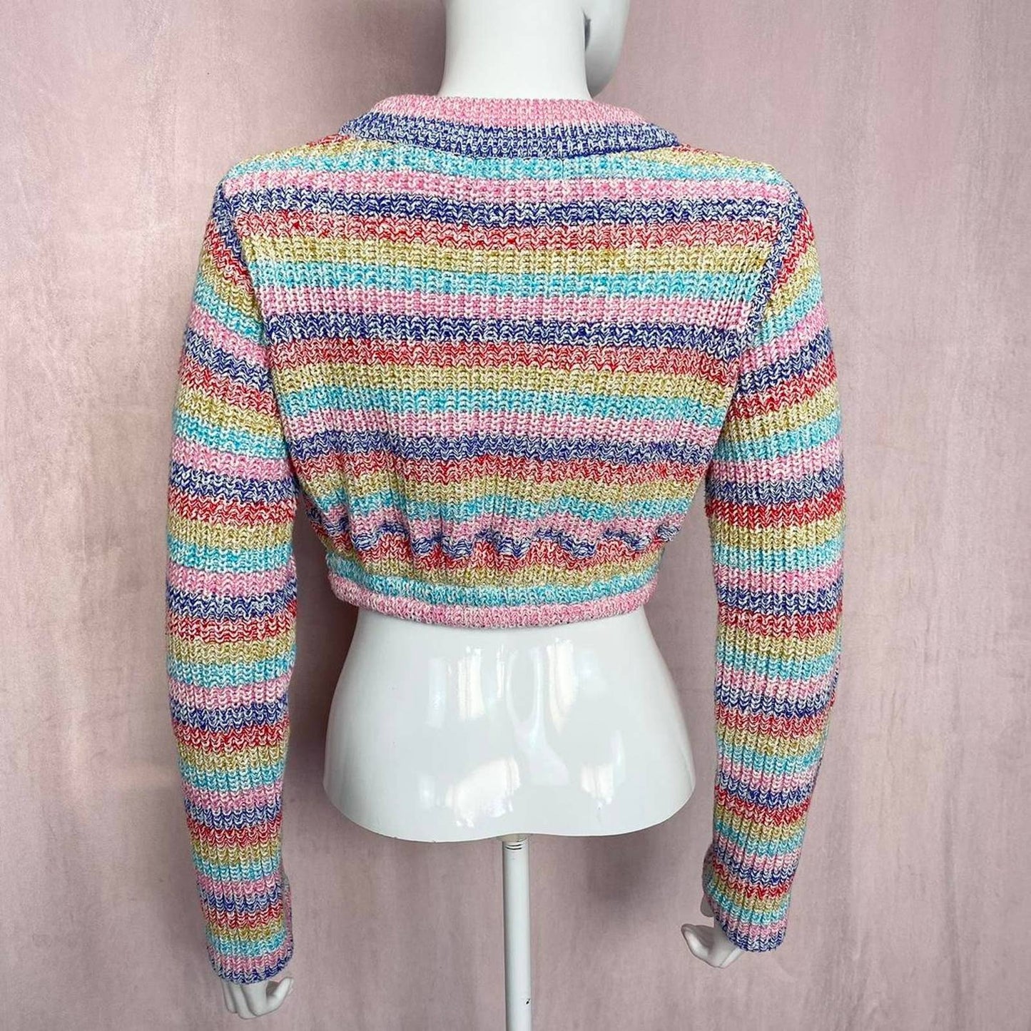 Reworked Philosophy Stripe Knit Crop Sweater, Size Small