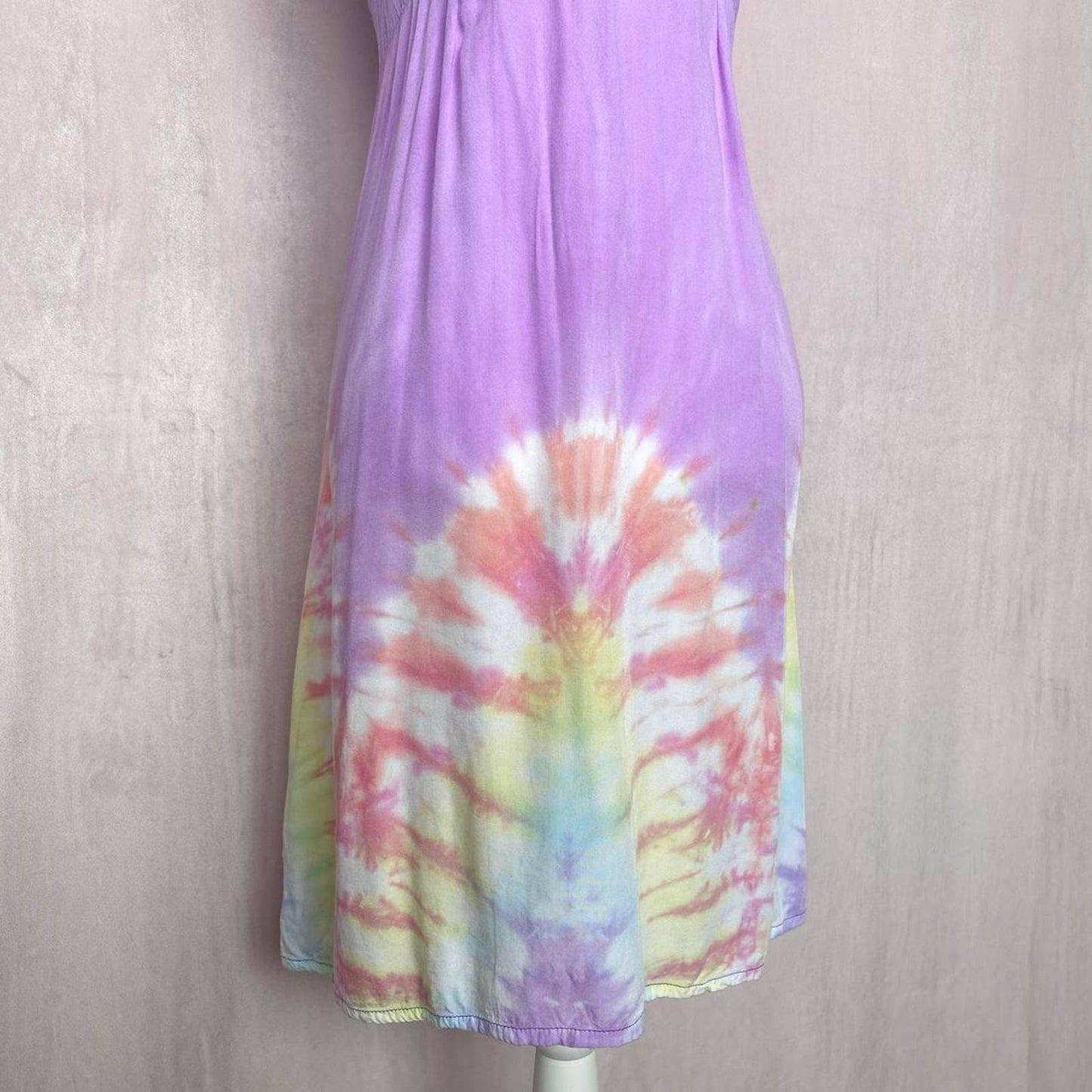 Vintage Purple Rayon Tie Dye Halter Dress, Size Small