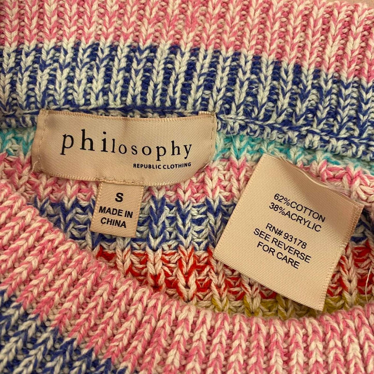 Reworked Philosophy Stripe Knit Crop Sweater, Size Small