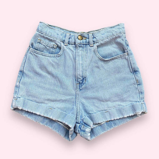 Secondhand American Apparel Denim High Waisted Cuff Shorts, Size 24”