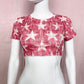 Reworked Christopher & Banks Red Star Stretchy Crop Top P/S Y2K Grunge Patriotic