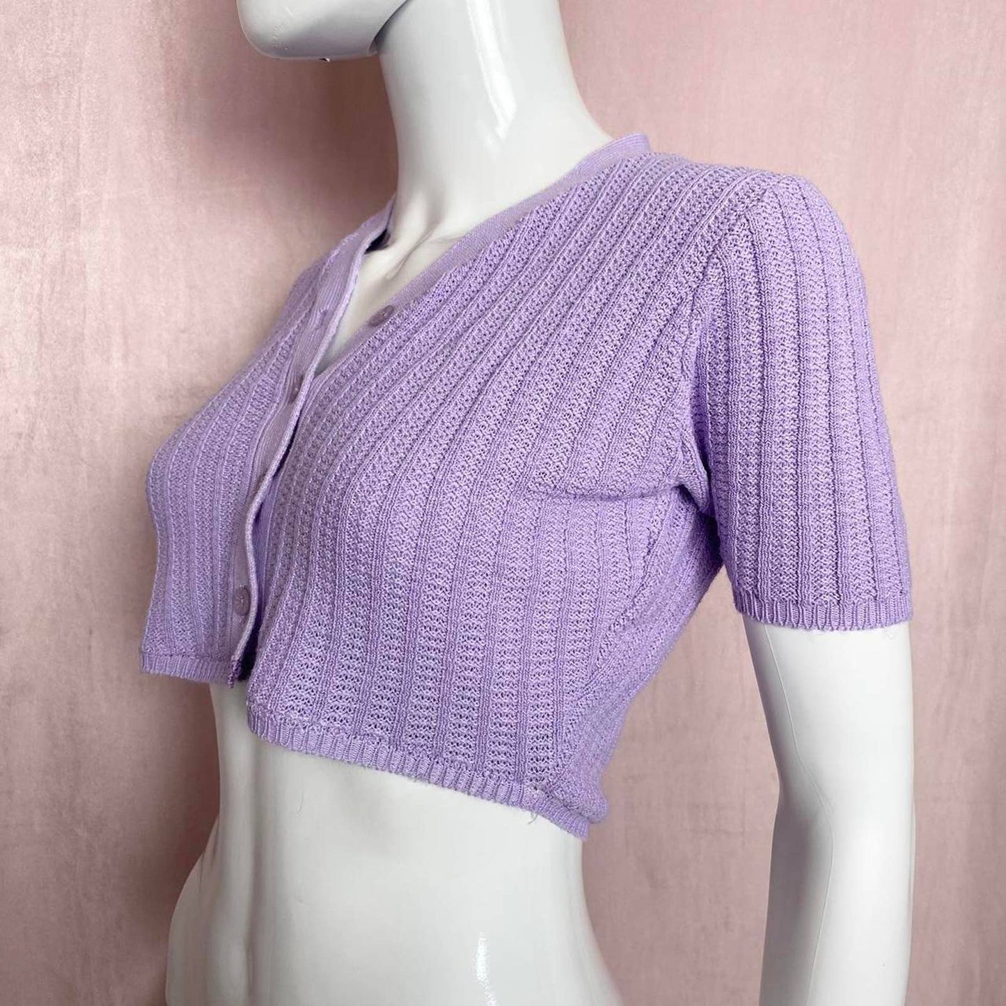 Reworked DoDo Short Sleeve Knit Crop Cardigan, Size XS