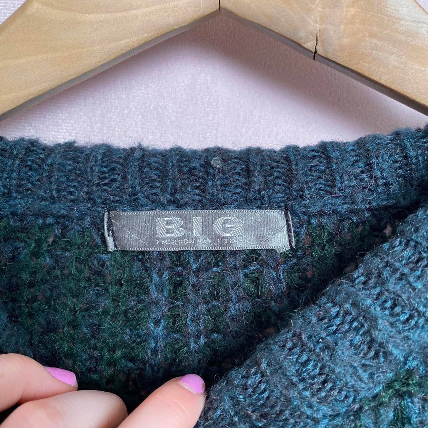 Vintage Chunky Knit Wool Sweater, Size Large