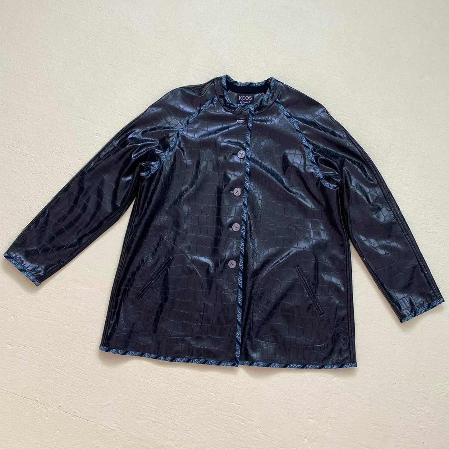Vintage KOOS Of Course Reversible Vinyl Croc Leather Jacket, Size Large