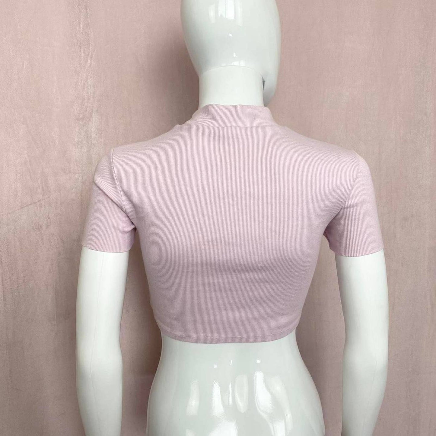 Upcycled Urban Outfitters Devil Heart Rhinestone Pink Crop Baby Tee, Size XS
