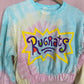 Upcycled Nickelodeon Rugrats Tie Dye Crop Long Sleeve, Size Small