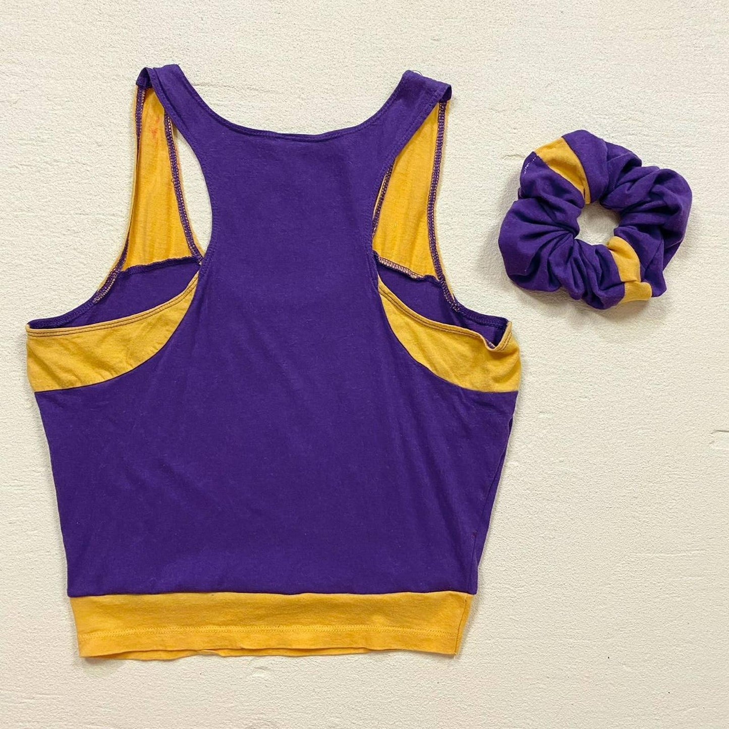 Upcycled Minnesota Vikings Crop Tank & Scrunchie Set, Size S/M