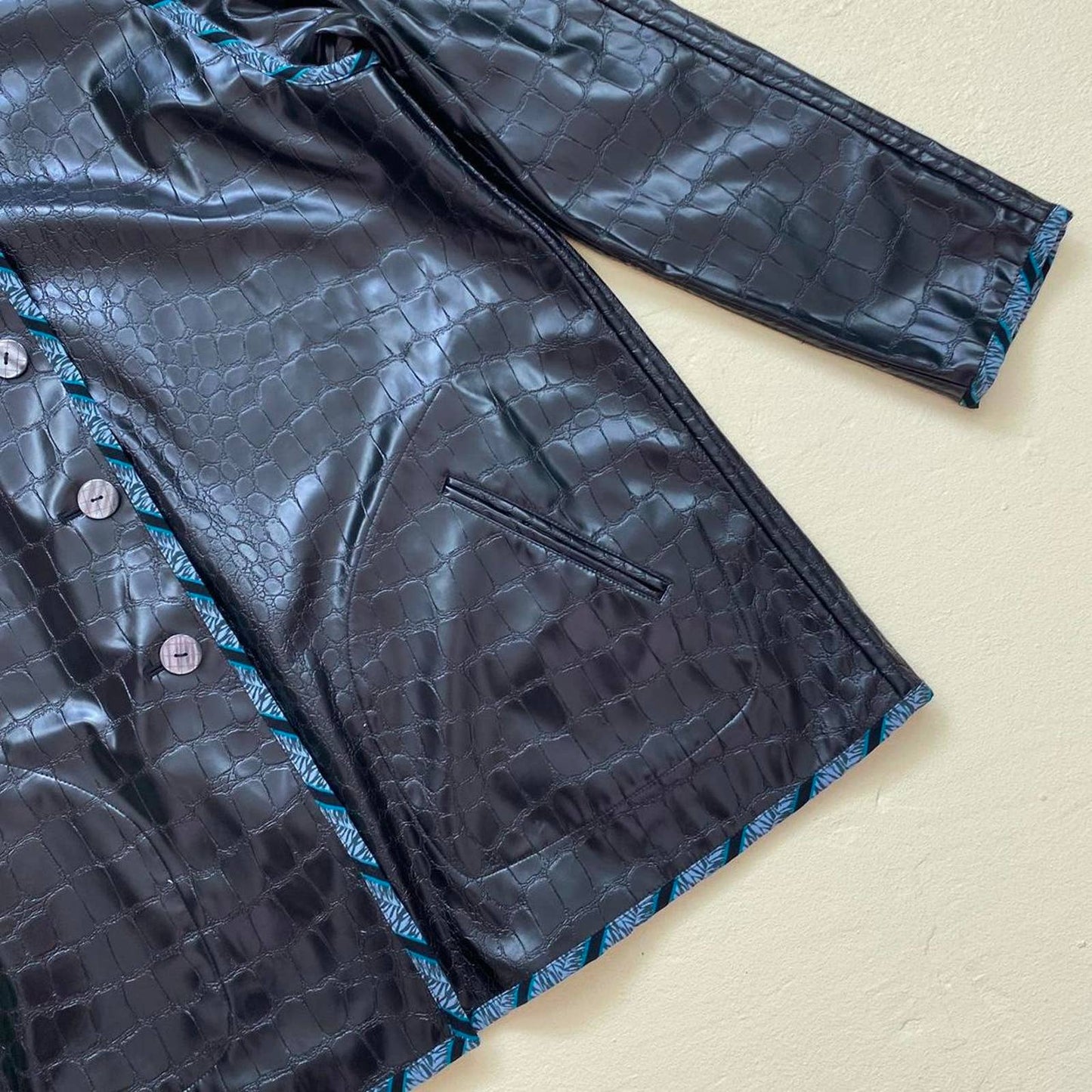Vintage KOOS Of Course Reversible Vinyl Croc Leather Jacket, Size Large