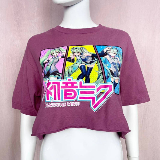 Reworked Secondhand Hatsune Miku Anime Crop Tee, Size Large
