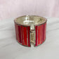 Vintage Red Stripe Wide Statement Cuff Bracelet